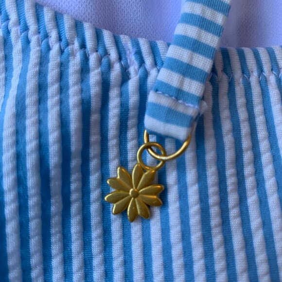 White and Blue Stripped Swimsuit - Picture 3 of 4